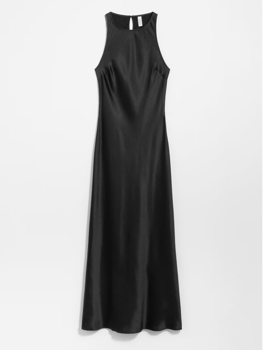 & Other Stories SLEEVELESS SATIN MIDI BLACK DRESS in sz. 36
